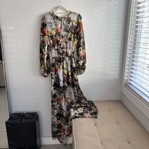 Show Me Your Mumu Multi-Color Floral Print Long Sleeve Sheer Maxi Dress